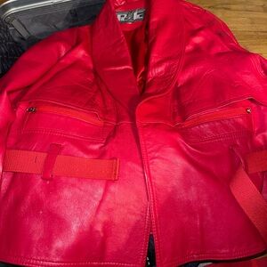 Bold Red Leather Jacket by premiere en cure. Canada